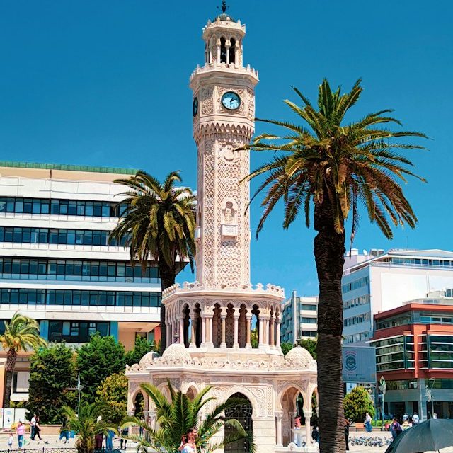 a clock tower in İzmir Clock Tower